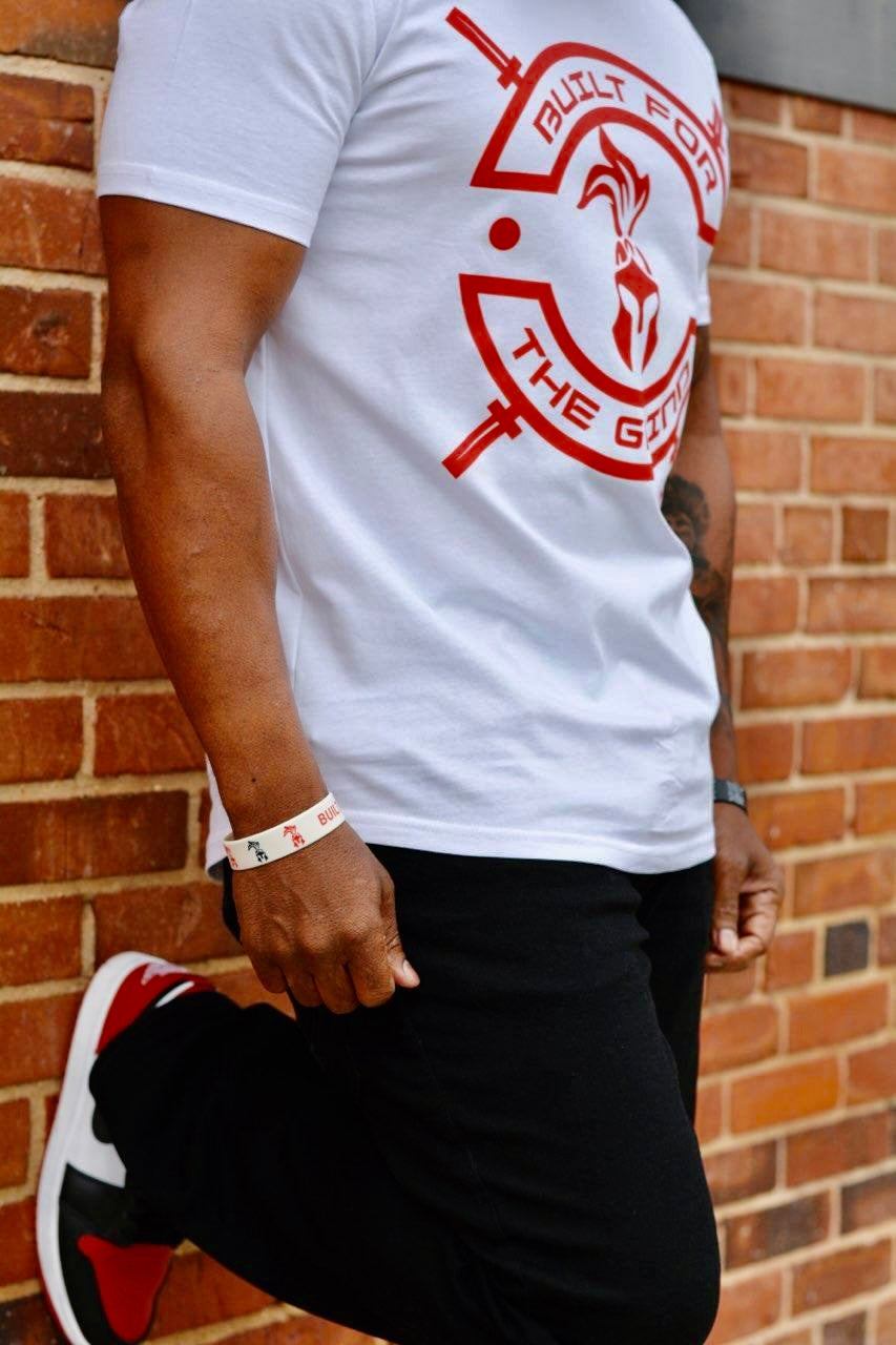 White with Red Iconic Logo | Athleisure Tee