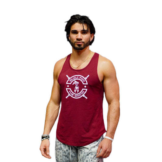 Burgundy and White Athletic Tank Top