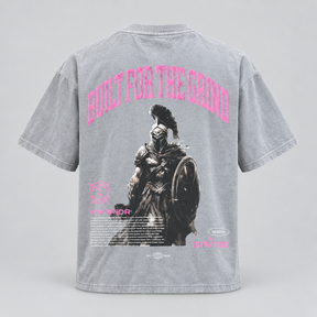 Warrior Tee - Light Grey Washed W/ Pink