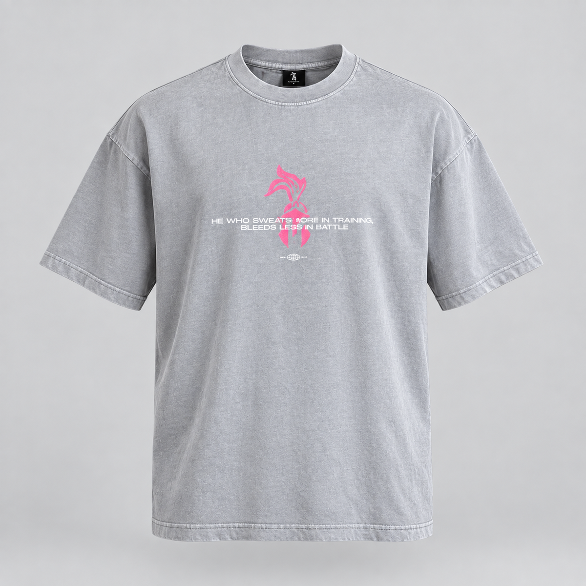 Warrior Tee - Light Grey Washed W/ Pink