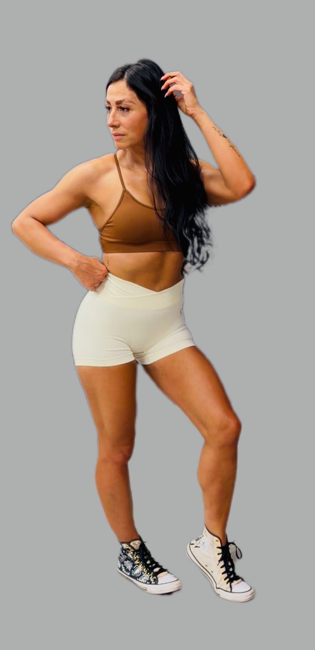 Cream V Front Shorts