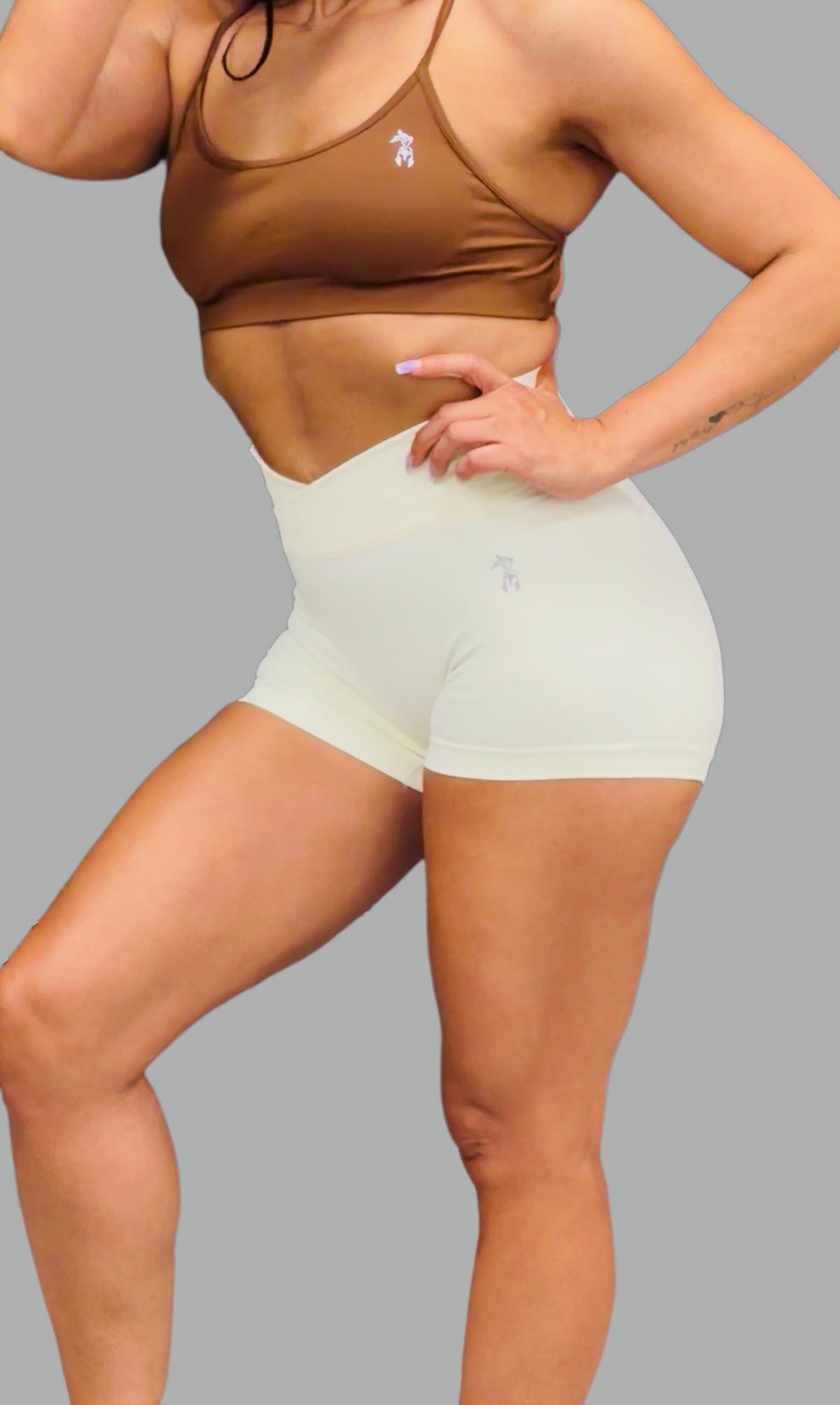 Cream V Front Shorts