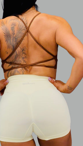 Cream V Front Shorts